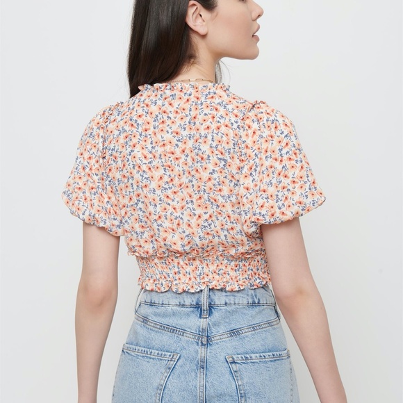 Dynamite orange and white dainty floral crop top XS - Picture 5 of 12